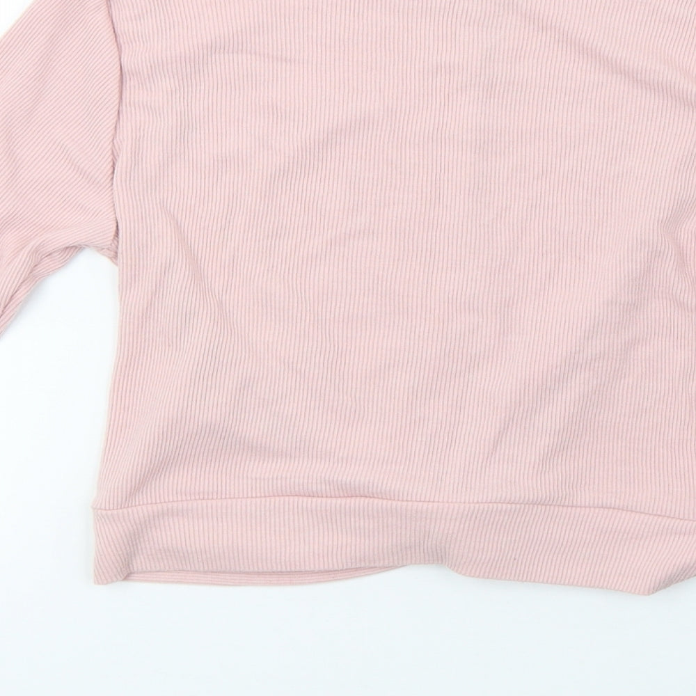 newlook Girls Pink Knit Pullover Sweatshirt Size 14-15 Years - cropped