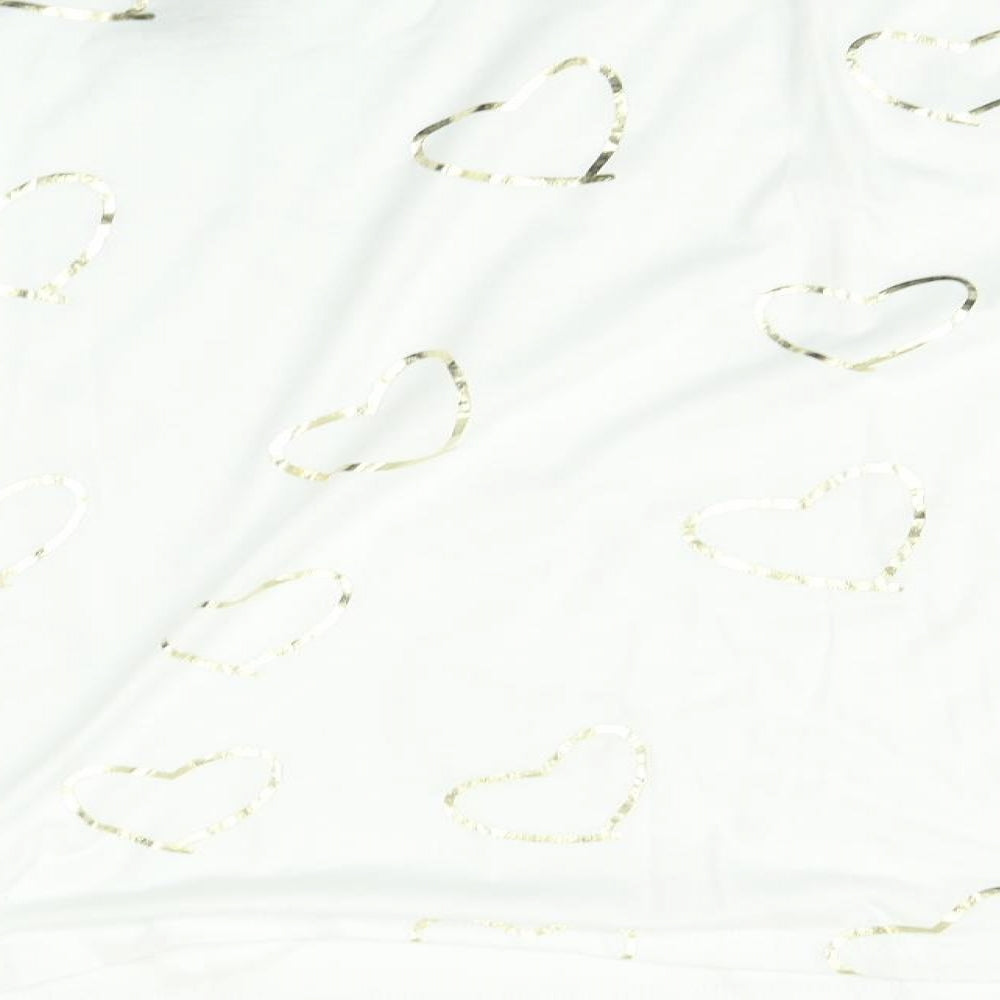 Preworn Womens White Pyjama Top Size L - Heart print
