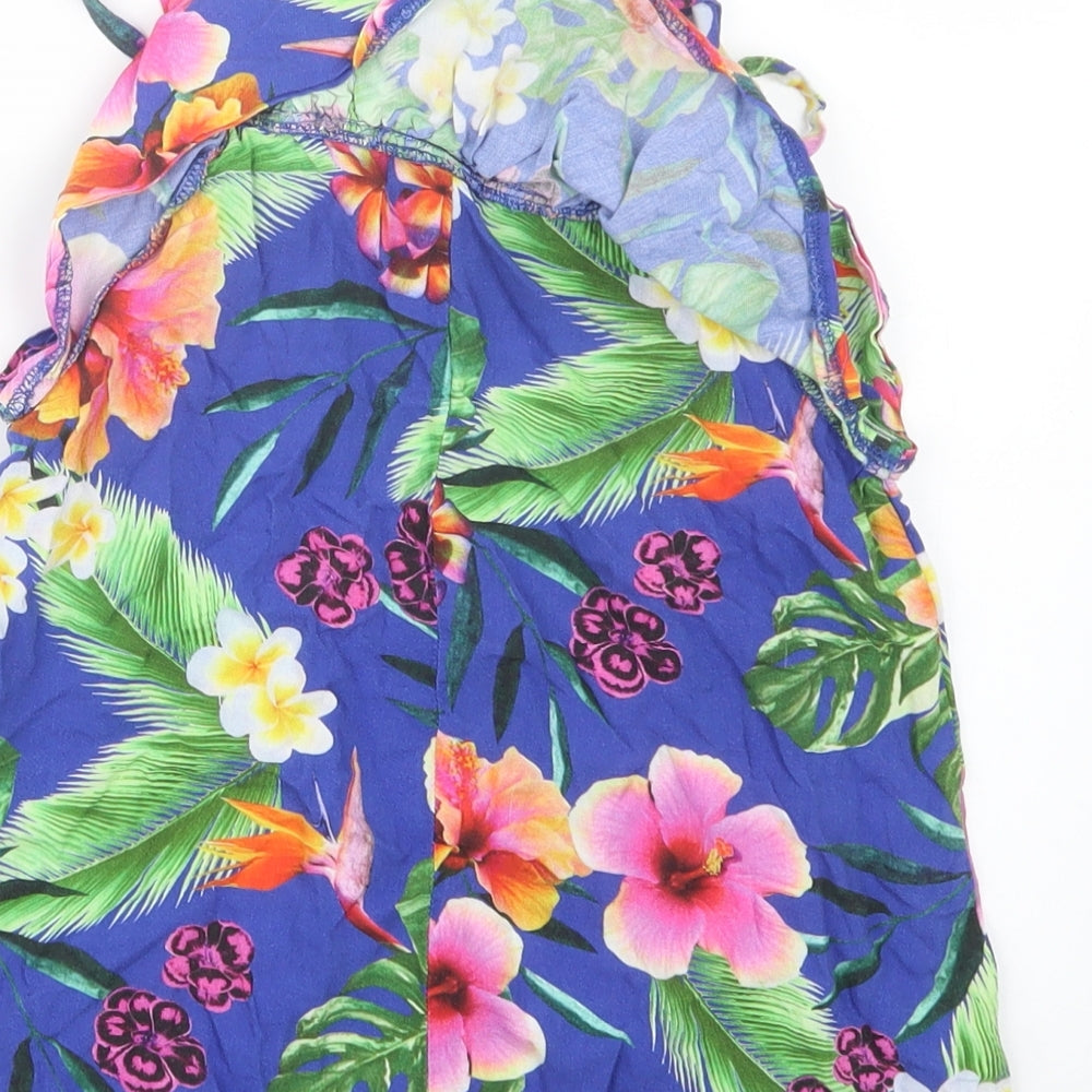 TU Girls Blue Geometric Tunic Blouse Size 11 Years