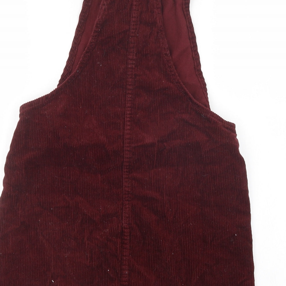 Denim Co. Womens Red Velvet Pinafore/Dungaree Dress Size 6