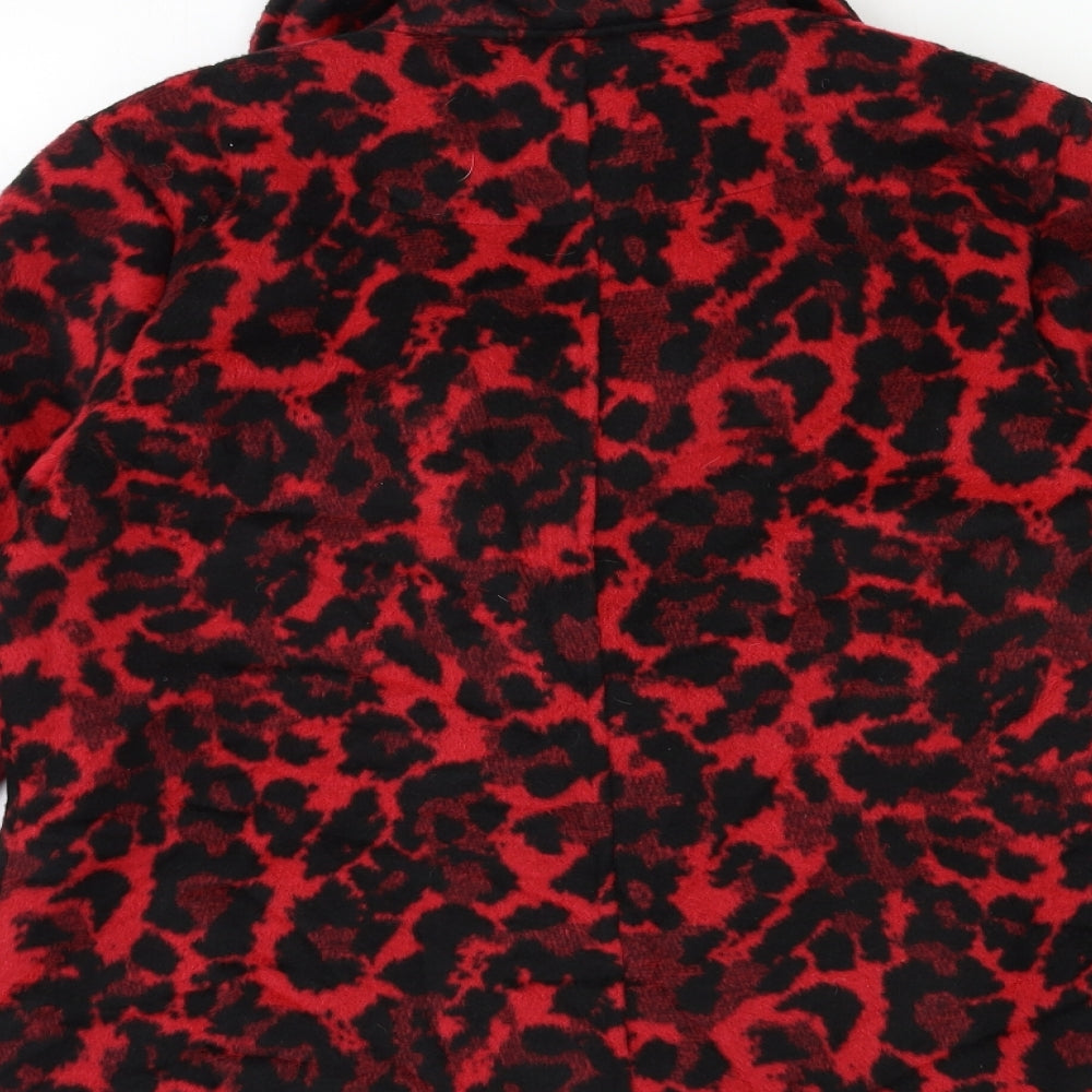 Soon Womens Red Floral Overcoat Coat Size 14