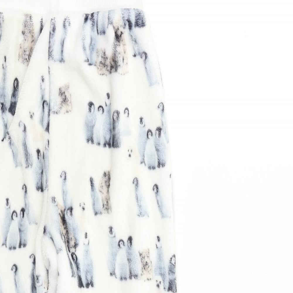 Marks & Spencer Girls White Geometric Fleece Top Lounge Pants Size 6 Years