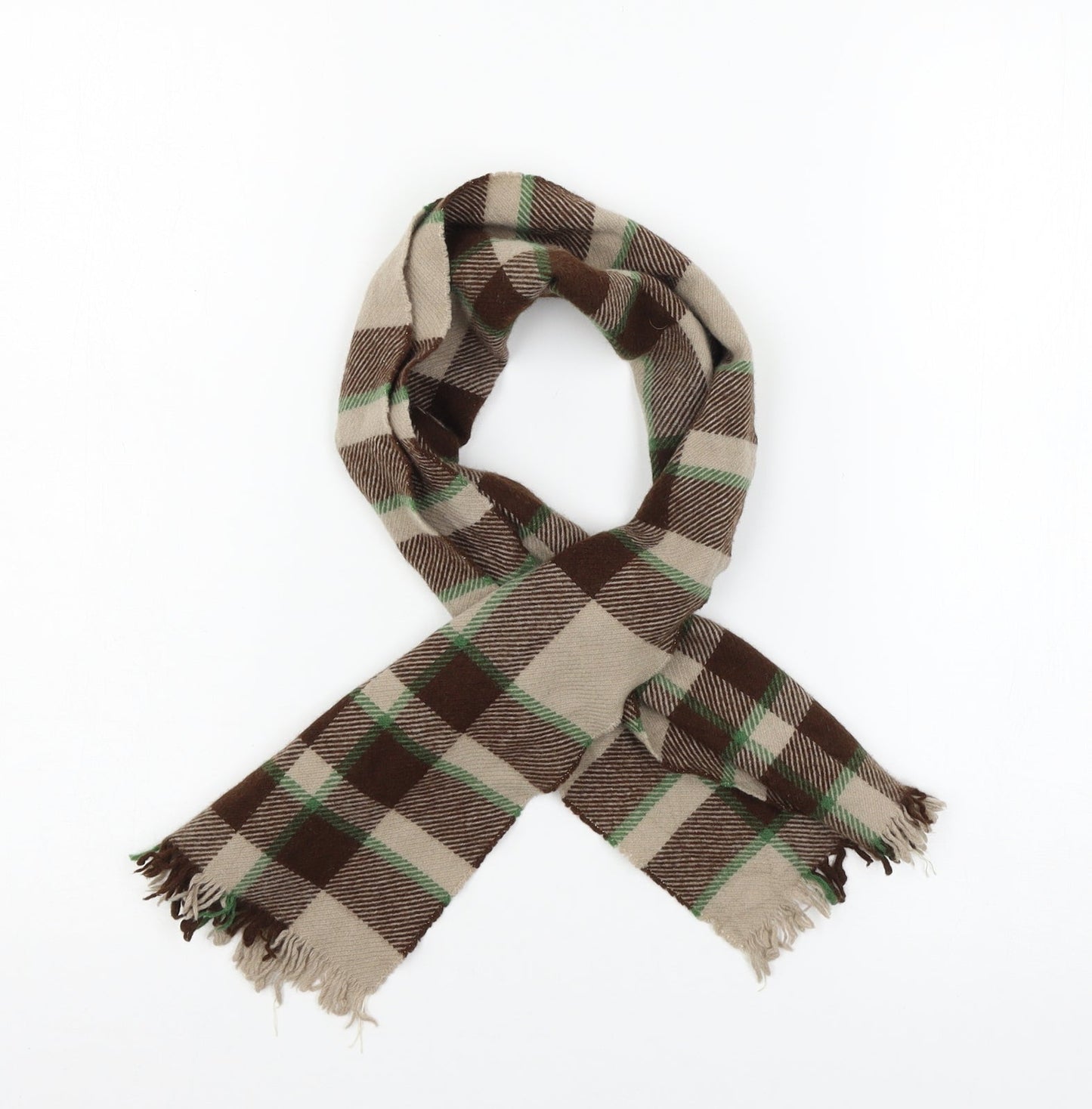 Preworn Womens Brown Check Knit Scarf