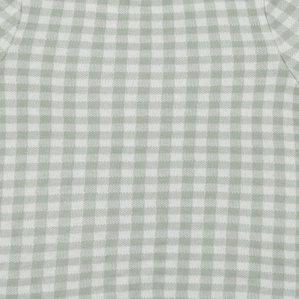 Next Womens Green Check Knit Pullover Jumper Size XS