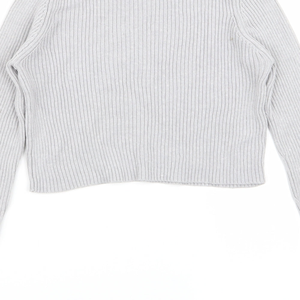Select Womens Grey Basic T-Shirt Size 6 - crop top