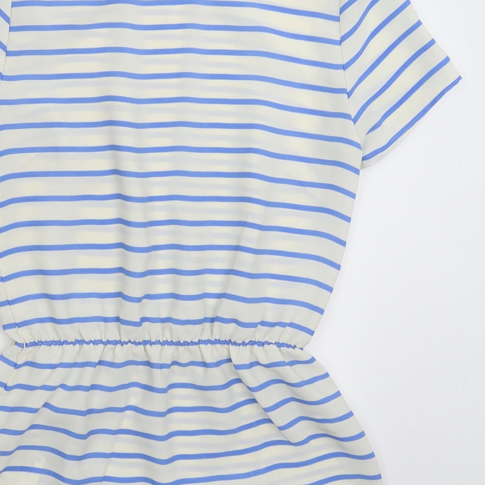 Divided Womens White Striped Basic Blouse Size 8