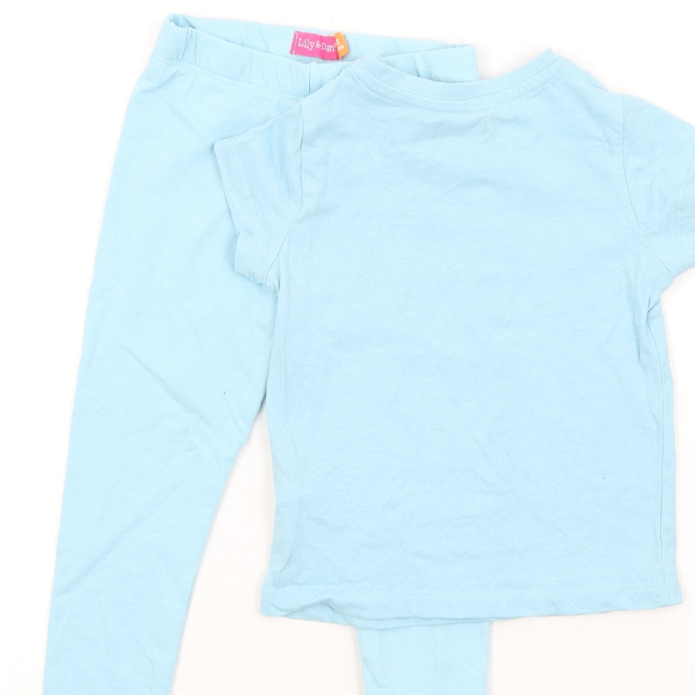 LILY AN DAN Girls Blue Colourblock Trousers Outfit/Set Size 2 Years