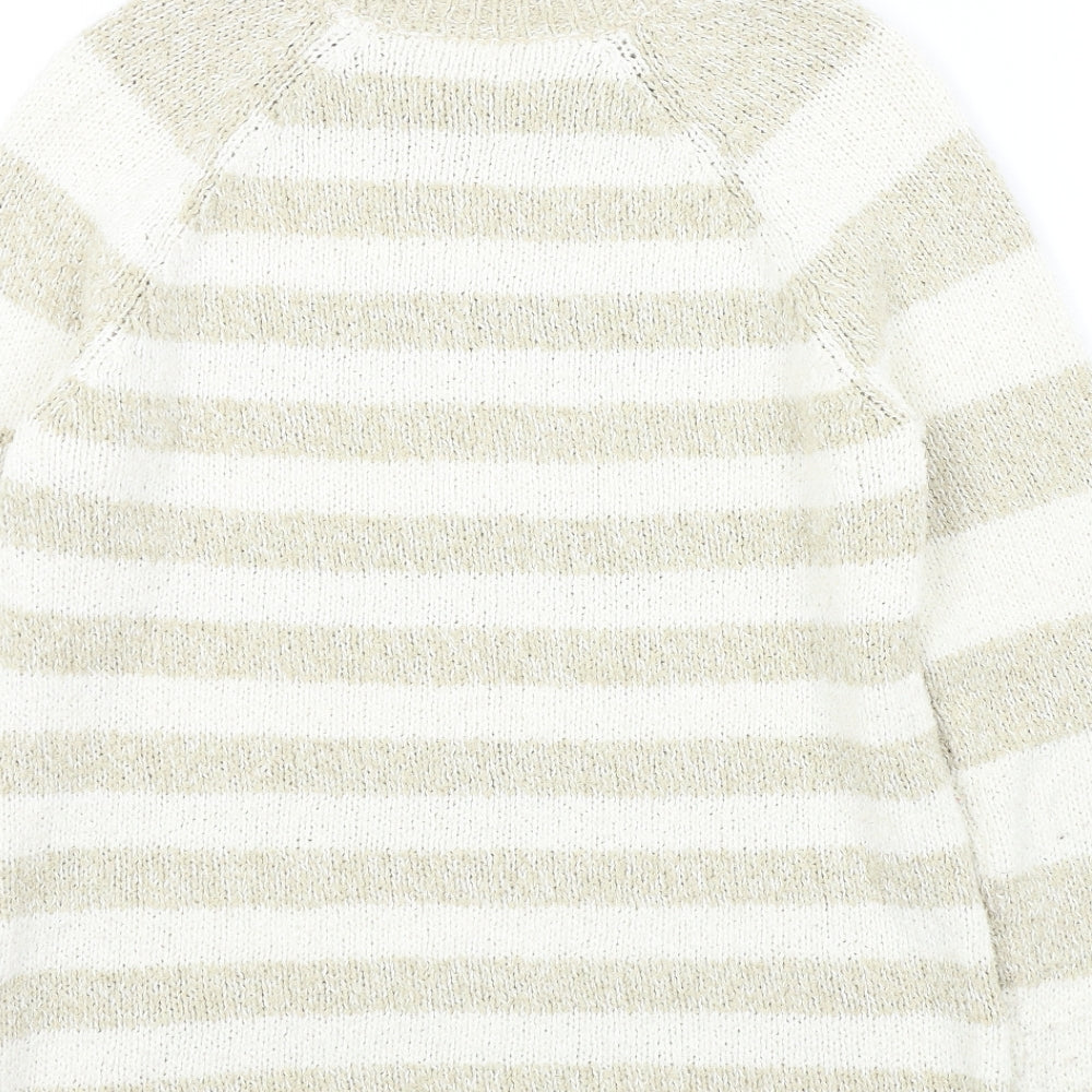 M&S Womens Beige Striped Pullover Jumper Size 10