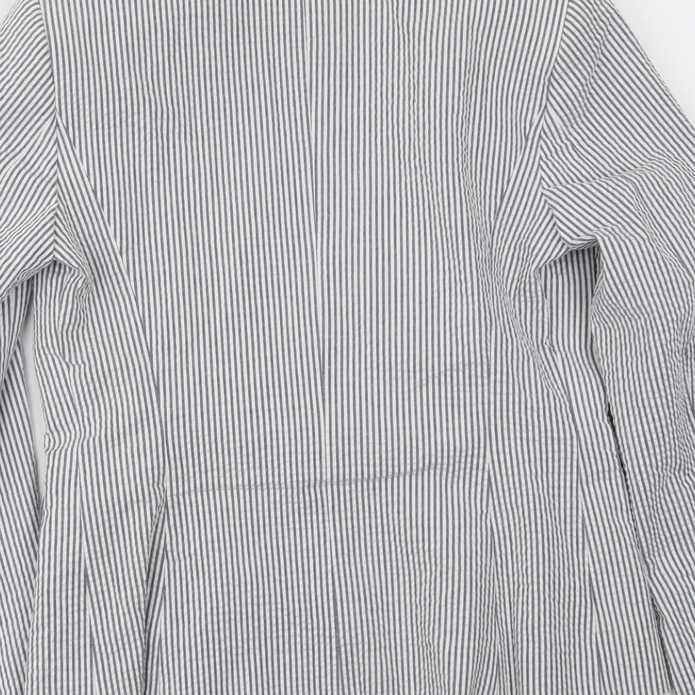 Preworn Womens Blue Striped Jacket Blazer Size 10
