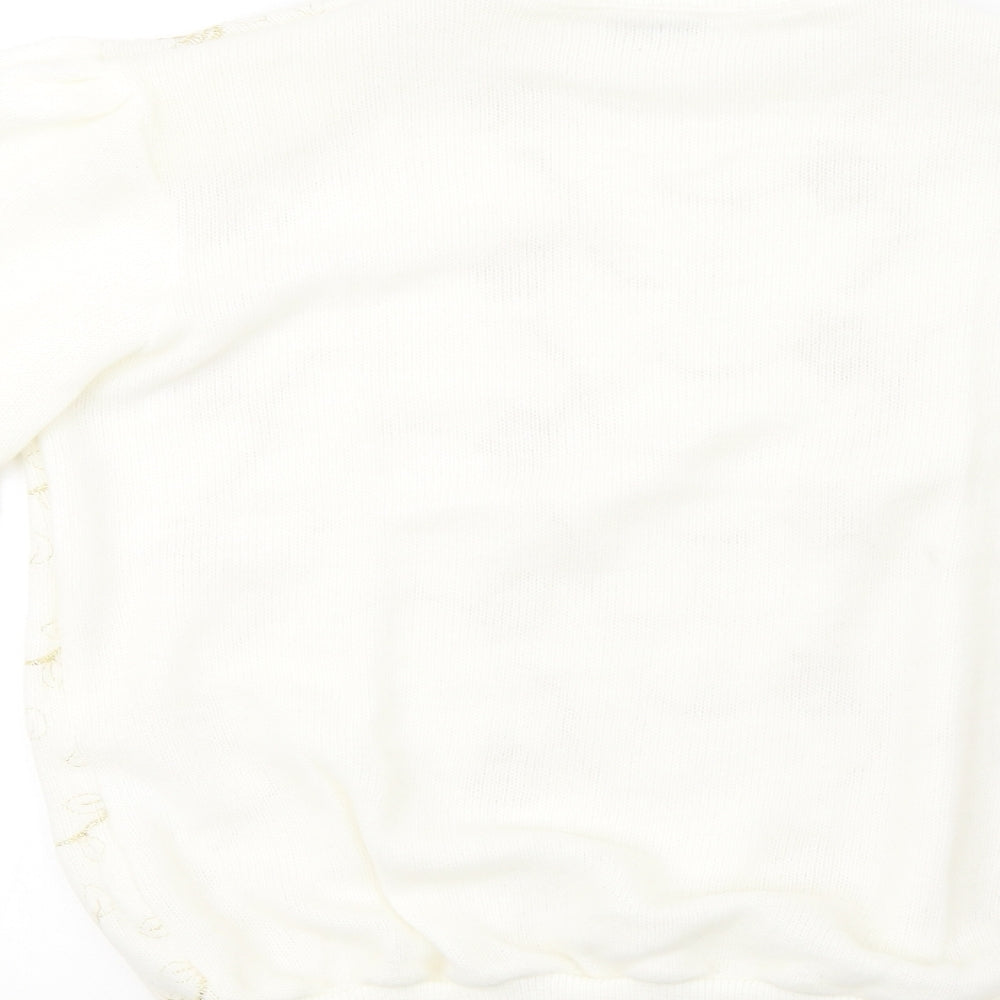 afibel Womens White Knit Pullover Sweatshirt Size 14 - padded shoulders