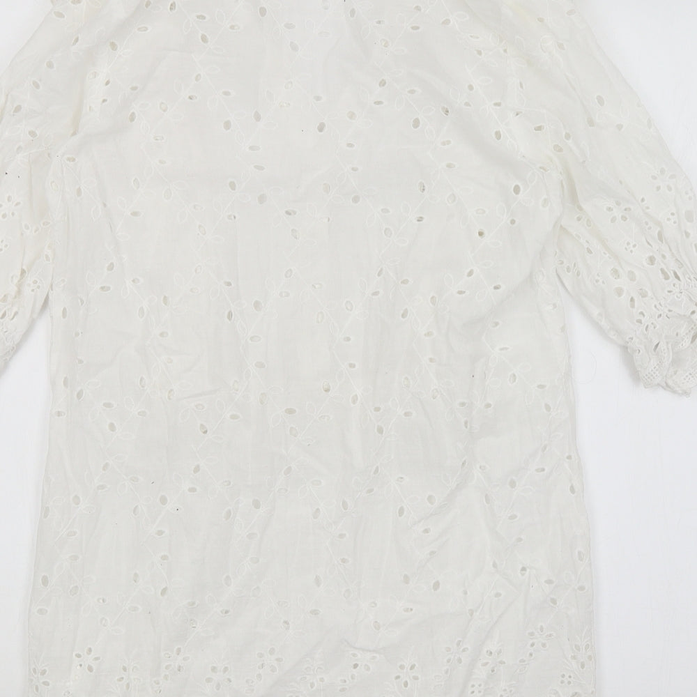 Mochy Womens White Basic Blouse Size S