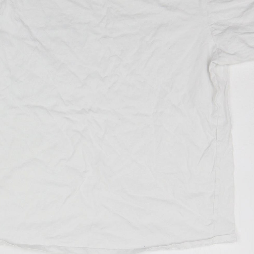 NJSCREENPRINTS Womens White Basic T-Shirt Size 12