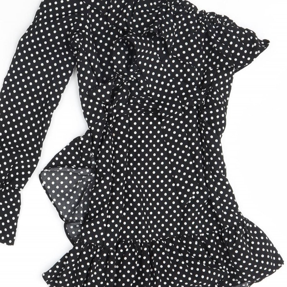 Saint Genies Womens Black Polka Dot Mini Size 6
