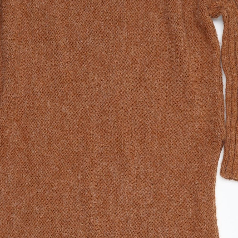 Stitch & Pieces Womens Brown Pullover Jumper Size 8 - Longline Split Sides Jumper