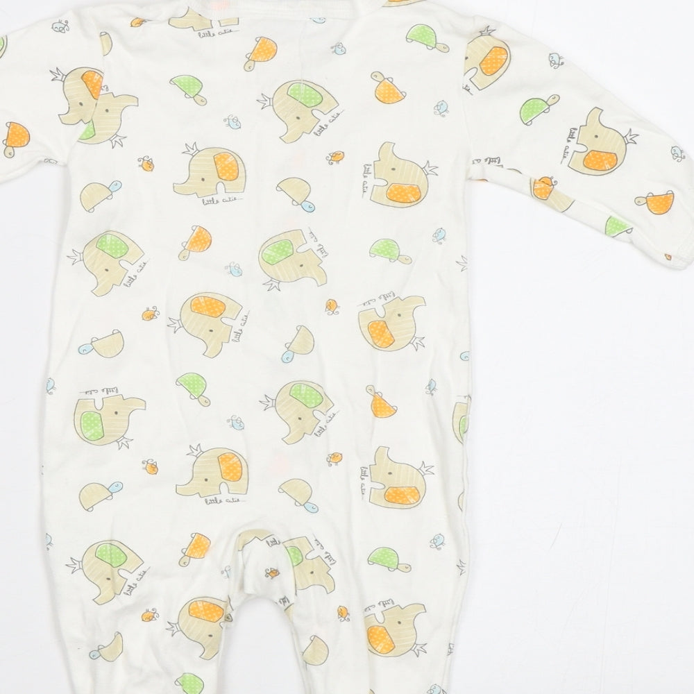 Bonjour Bebe Baby White Geometric Babygrow One-Piece Size 3-6 Months - Elephant