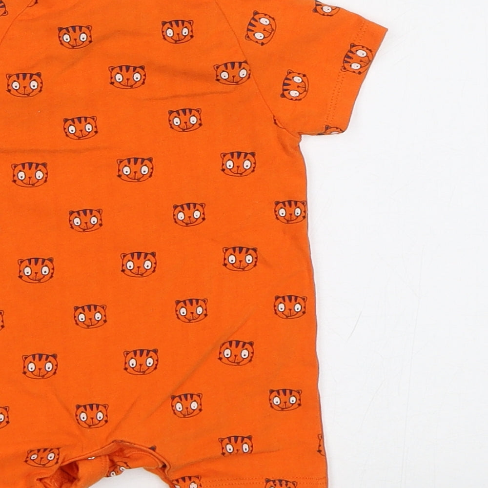 Mothercare Baby Orange Geometric Babygrow One-Piece Size 0-3 Months - Tiger print