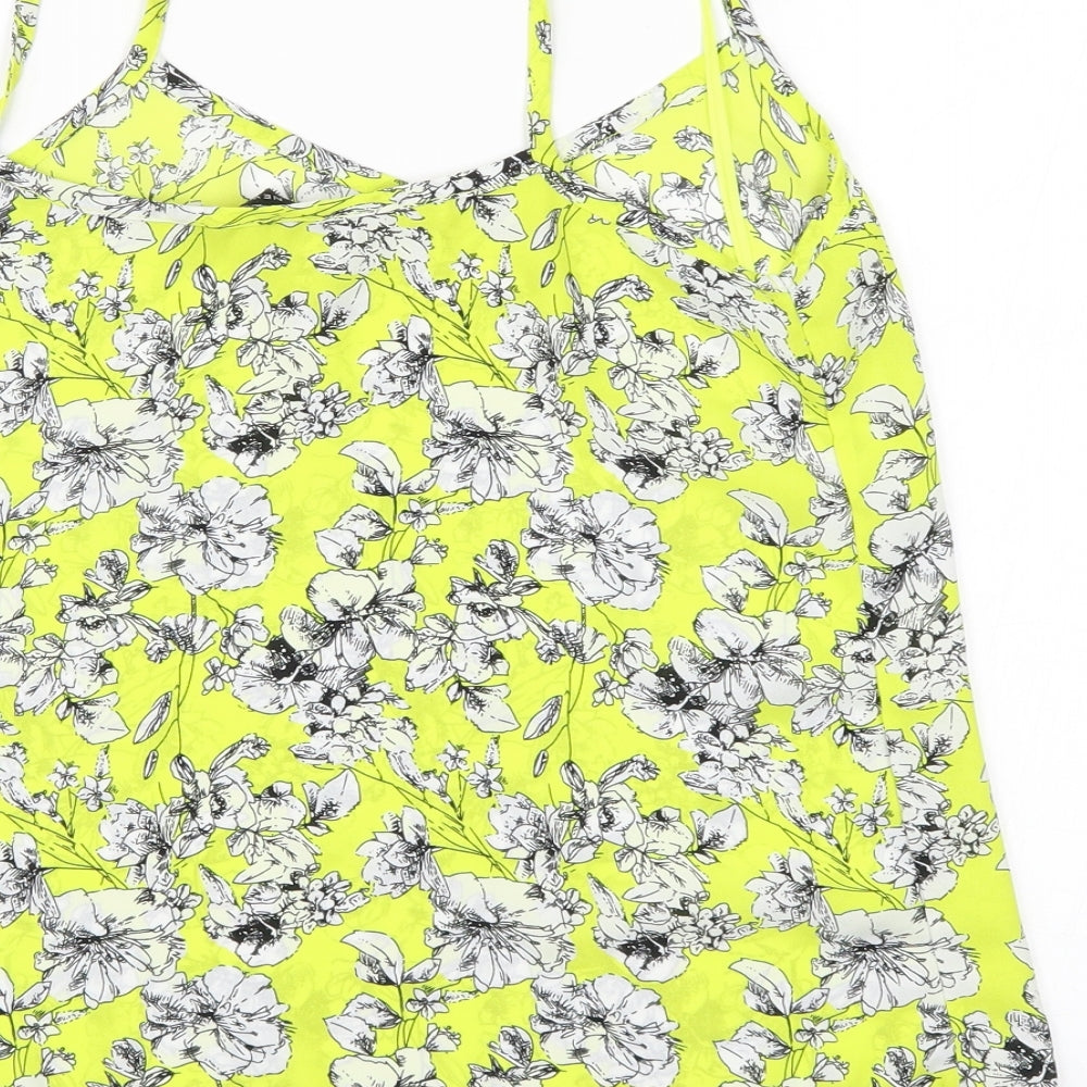 New Look Womens Yellow Floral Basic Blouse Size 8