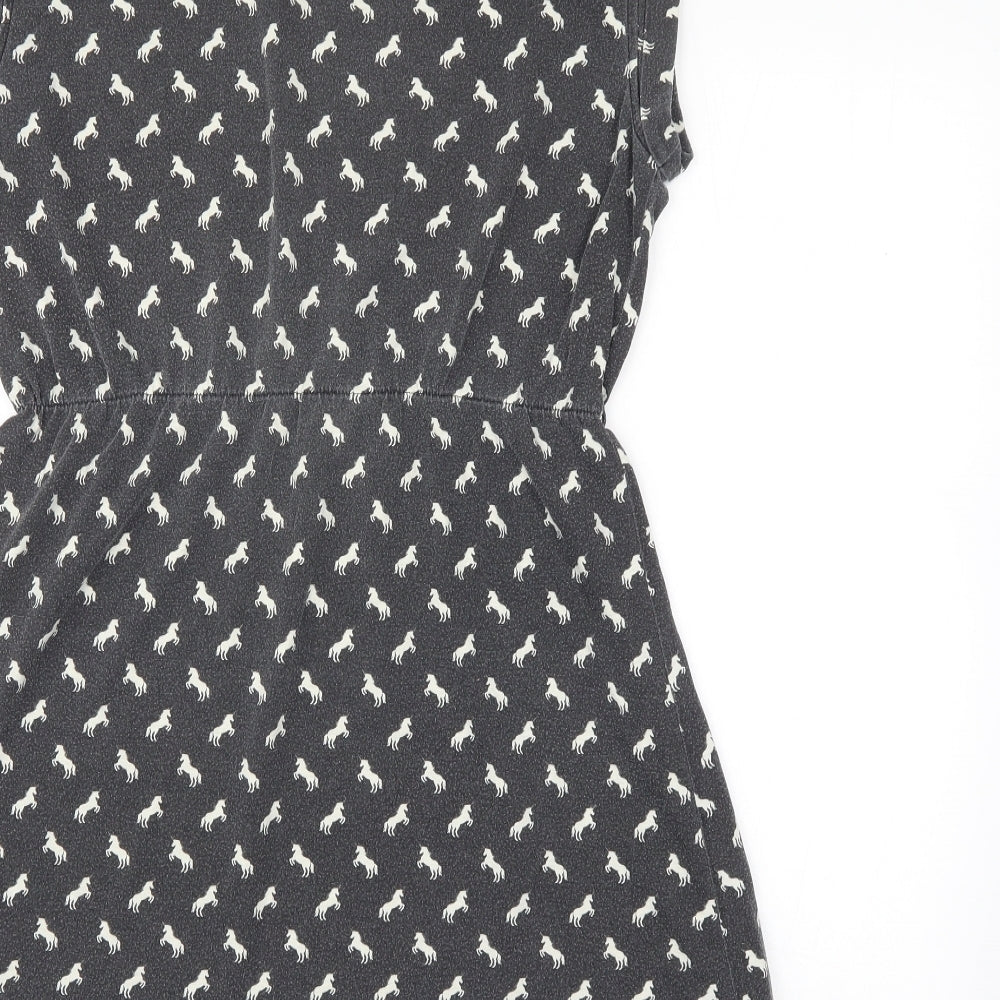 Louche Womens Grey Animal Print A-Line Size 14