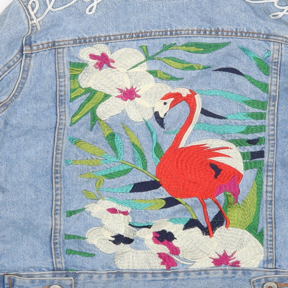 Denim CO Womens Blue Animal Print Denim Jacket Size 4