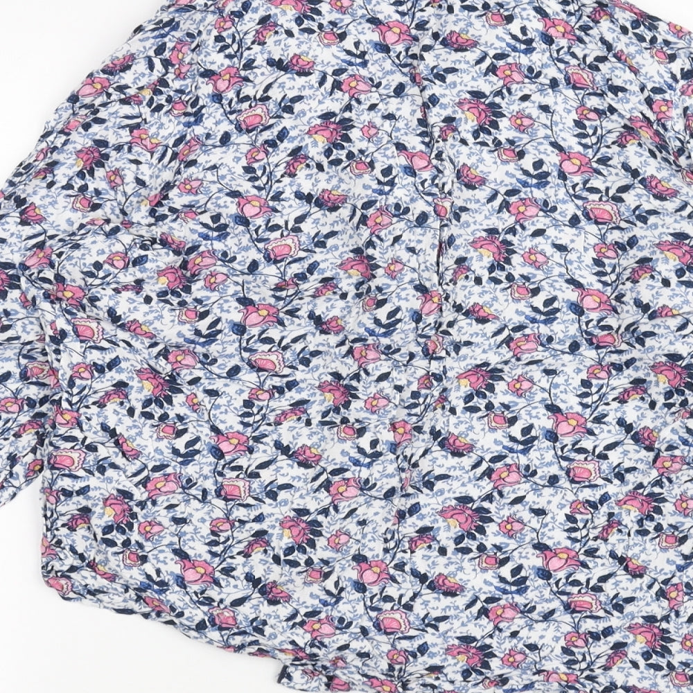 NEXT Womens White Floral Basic Button-Up Size 12