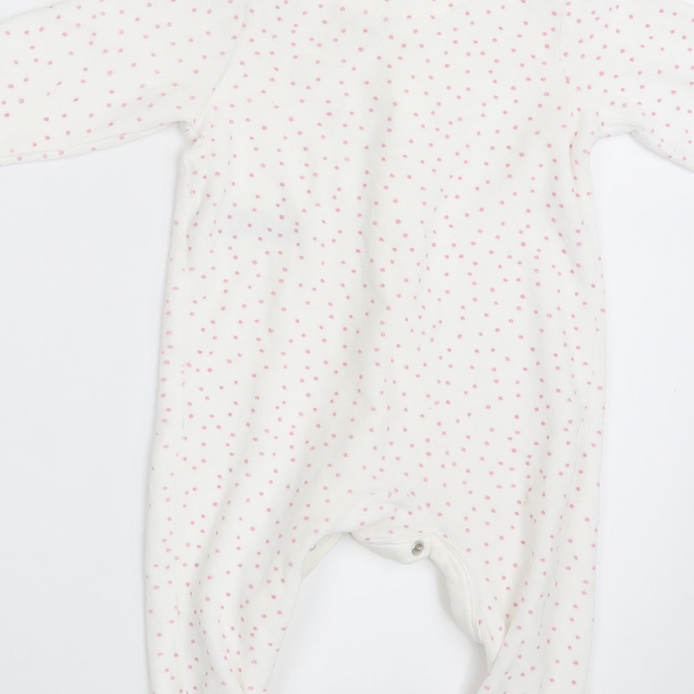 Marks & Spencer Baby White Polka Dot Coverall One-Piece Size 6-9 Months