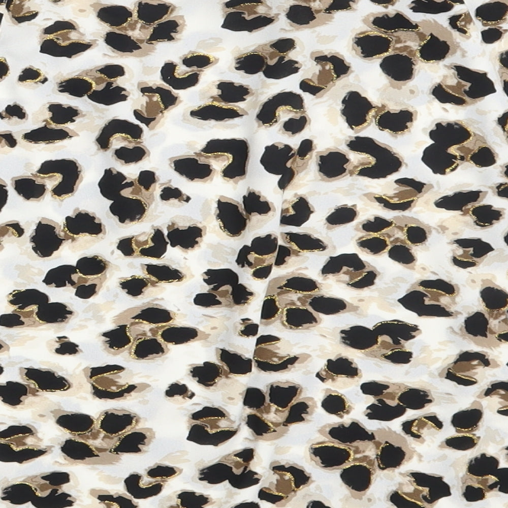 Preworn Womens Ivory Animal Print Basic Blouse One Size