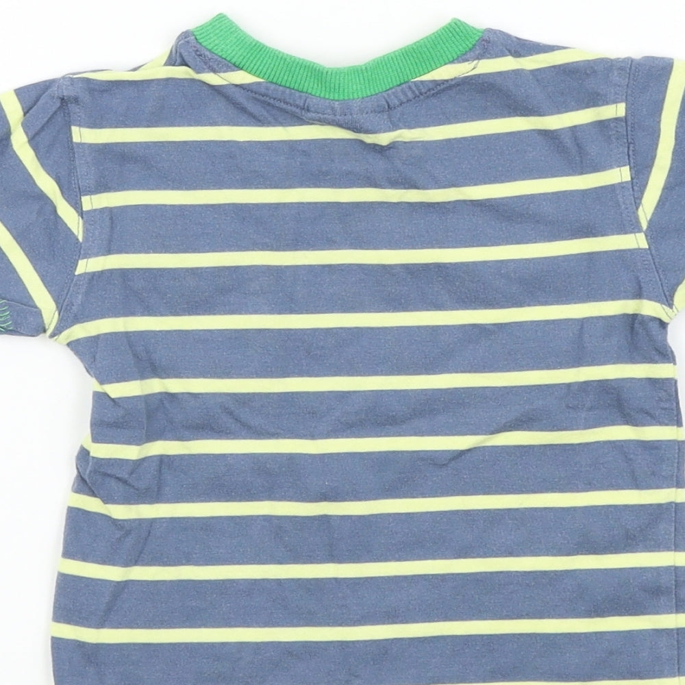 Next Boys Blue Striped Basic T-Shirt Size 6-9 Months
