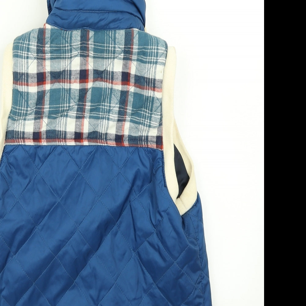 River Islnd Womens Blue Argyle/Diamond Gilet Coat Size 8