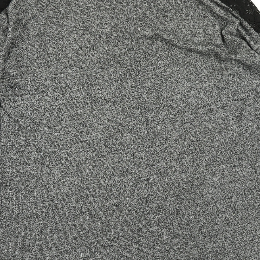 Atmosphere Womens Grey Basic T-Shirt Size 10 - Lace Sleeve detail
