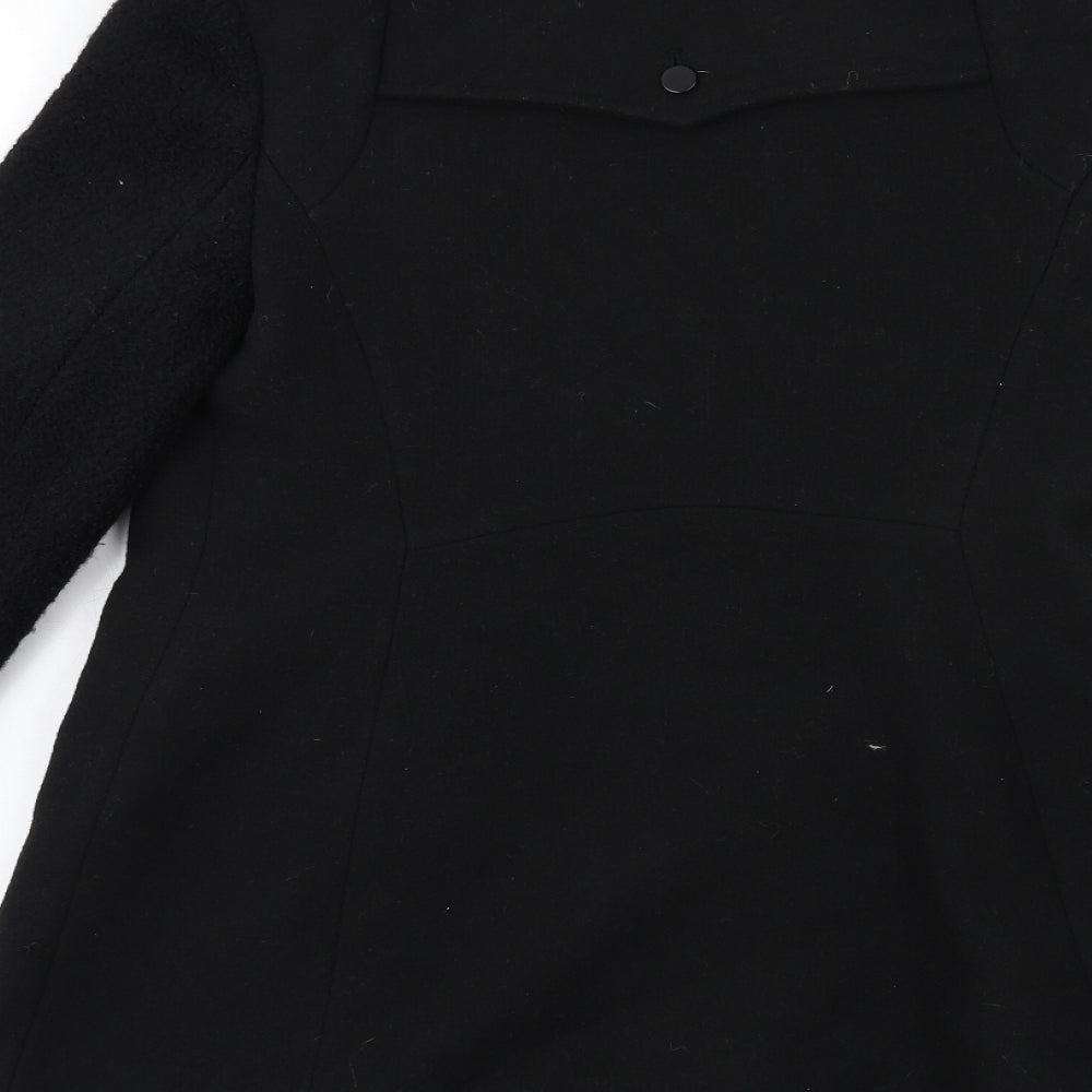 New Look Womens Black Overcoat Coat Size 12