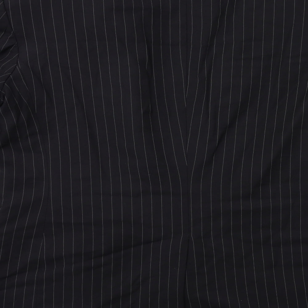 Preworn Mens Black Striped Jacket Suit Jacket Size 40