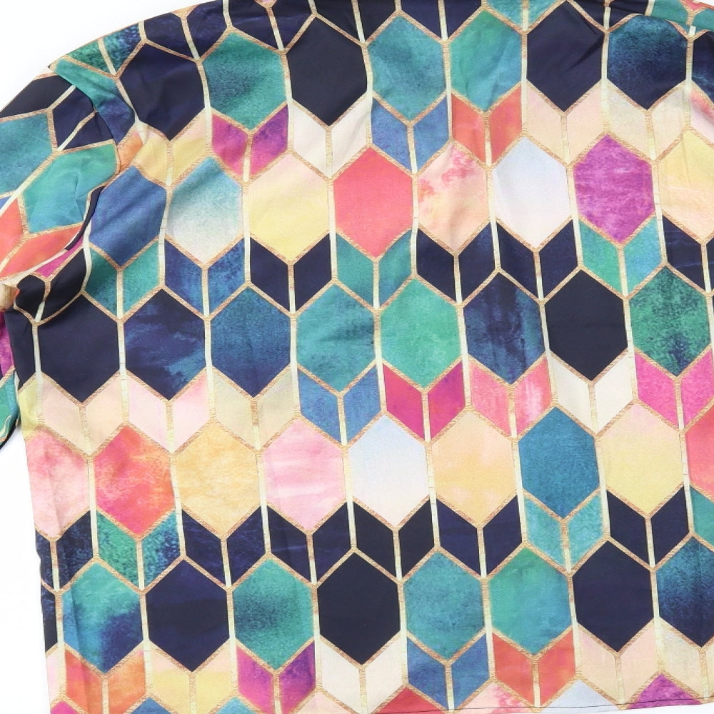 prewo Womens Multicoloured Geometric Button-Up Size L
