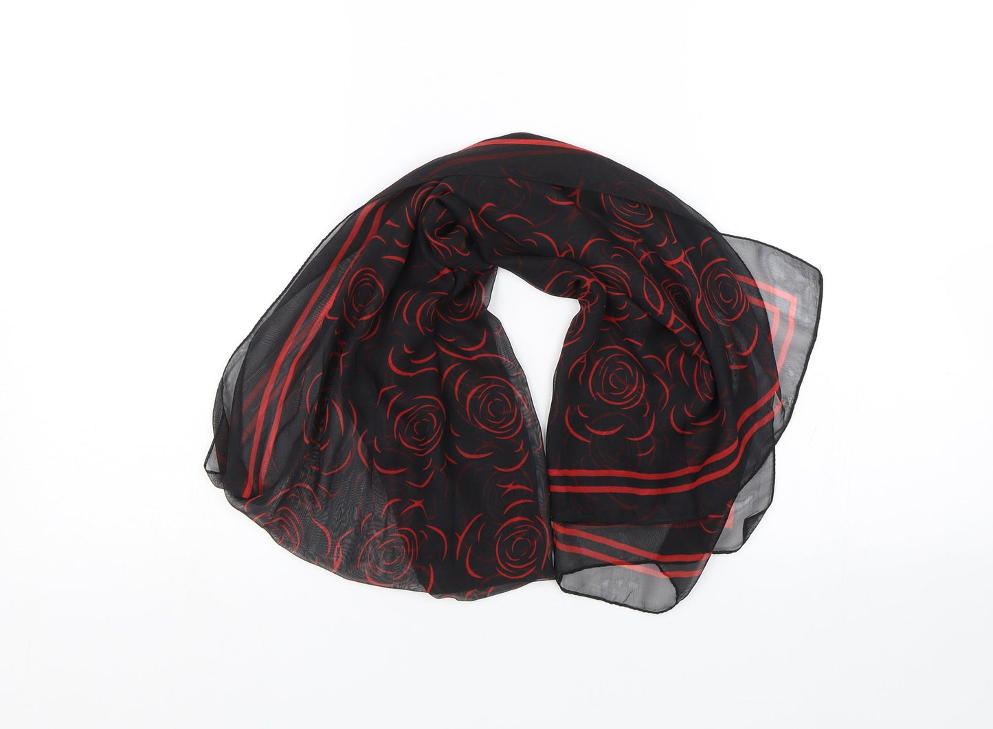 Preworn Womens Black Floral Shawl/Wrap