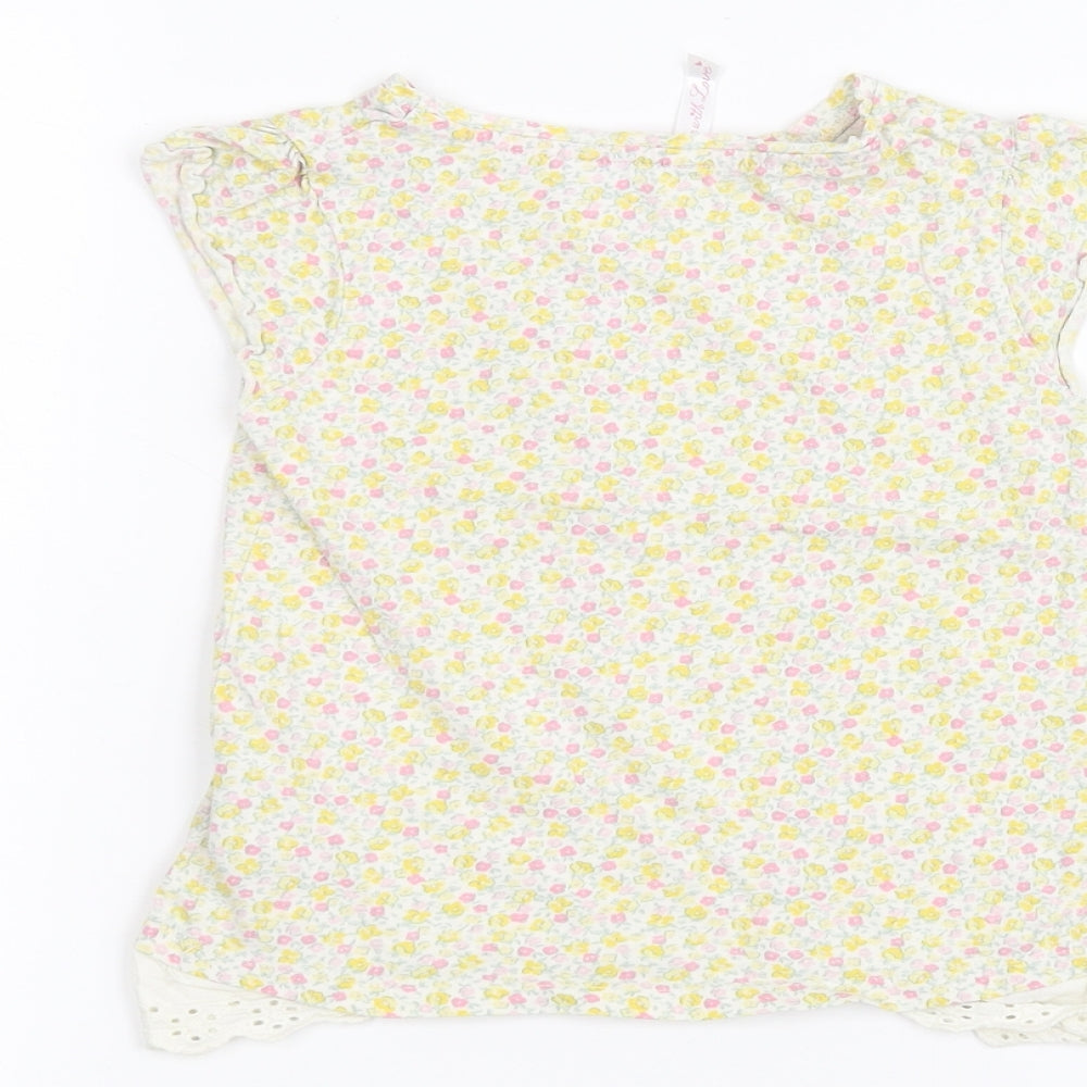 Mothercare Girls White Floral Basic T-Shirt Size 3-4 Years