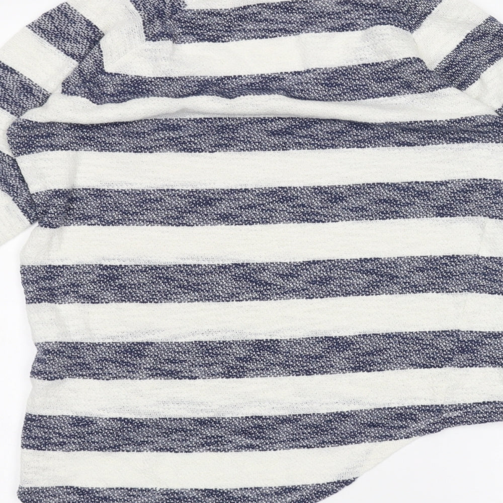 TU Womens White Striped Basic T-Shirt Size 8