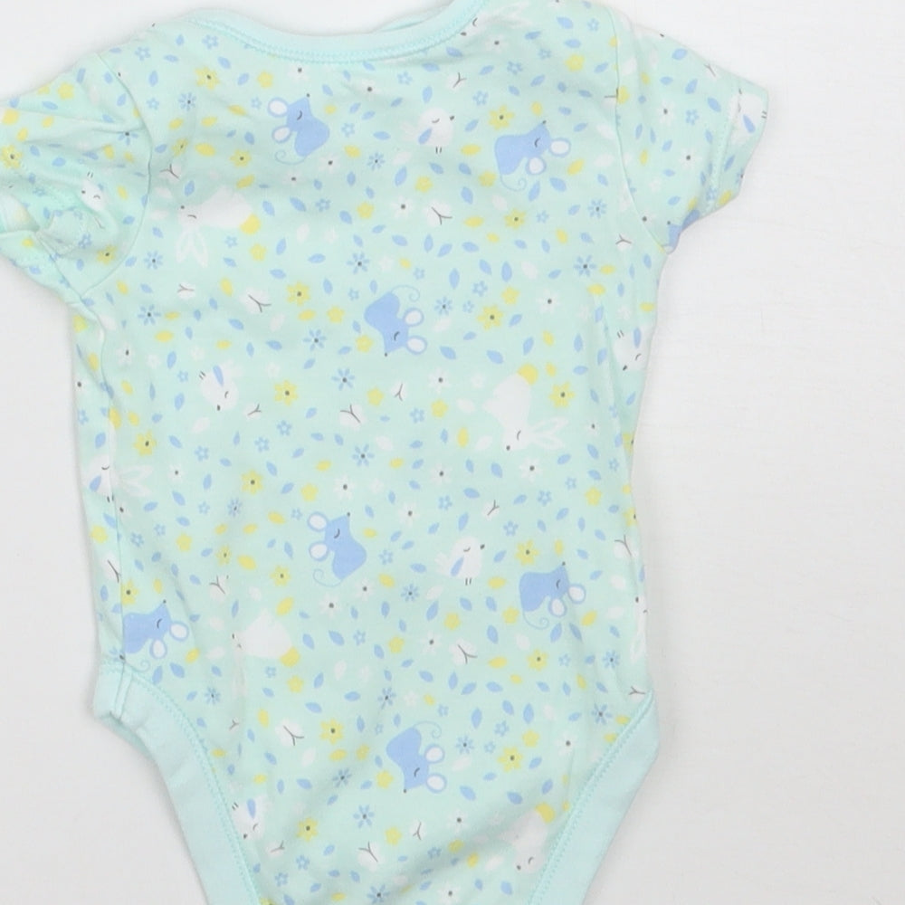 George Baby Green Floral Babygrow One-Piece Size 0-3 Months