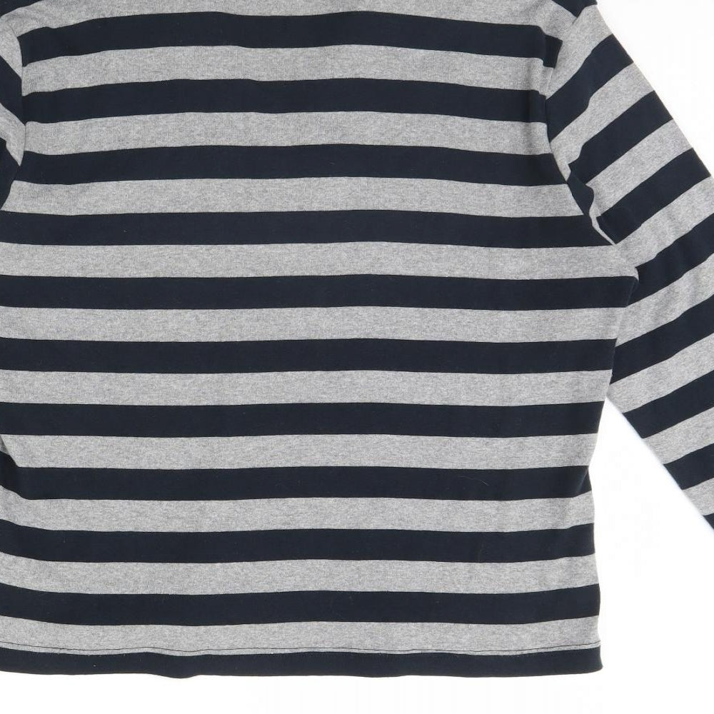 M&Co Womens Blue Striped Basic Blouse Size XL
