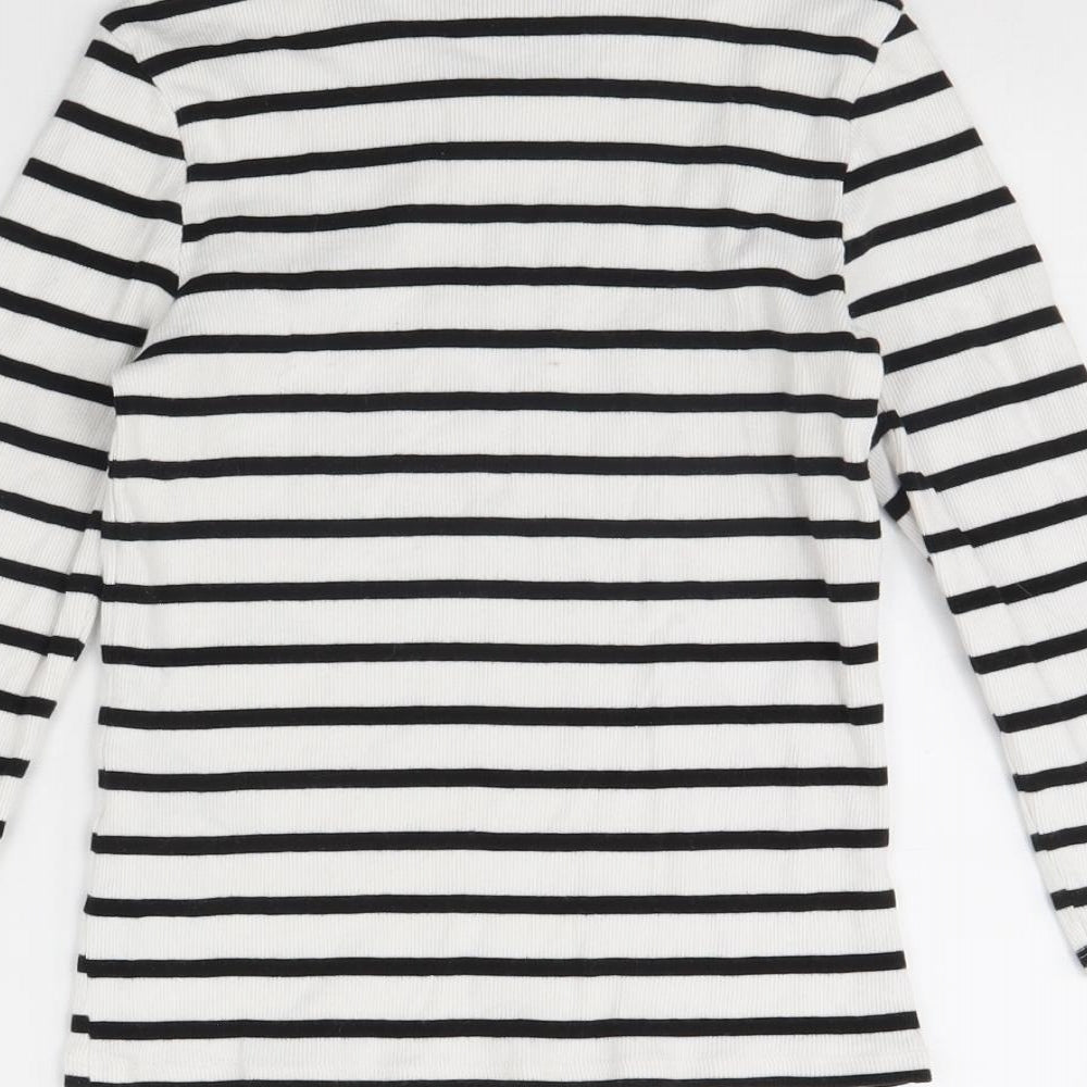 Monki Womens White Striped Basic Blouse Size XS