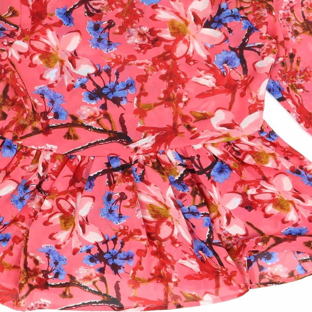 sera Womens Pink Floral Basic Blouse Size S
