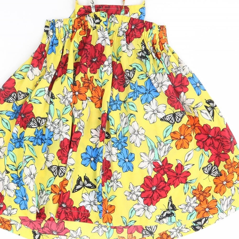 Preworn Girls Yellow Floral Fit & Flare Size 2 Years