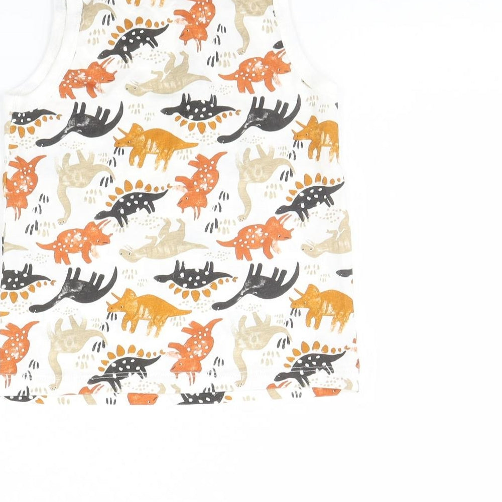 TU Girls White Animal Print Basic Tank Size 5 Years - Dinosaur