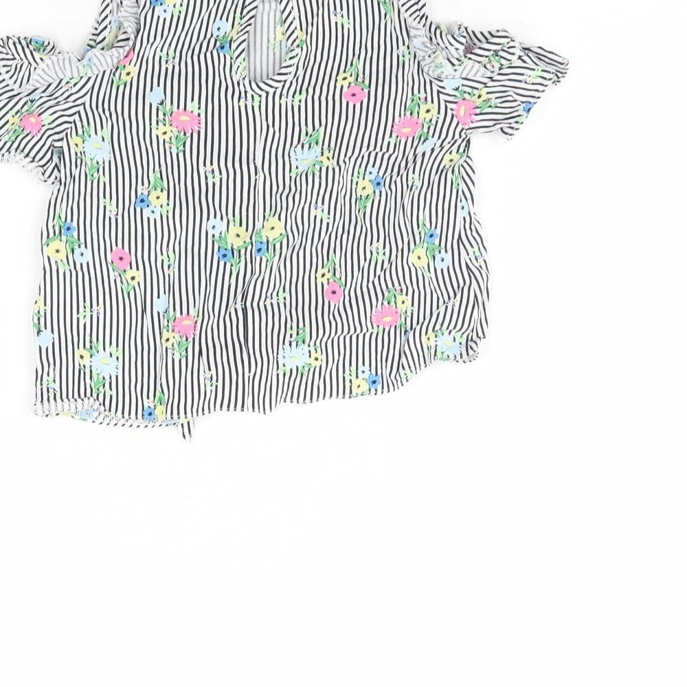 Primark Girls White Striped Basic Blouse Size 2 Years