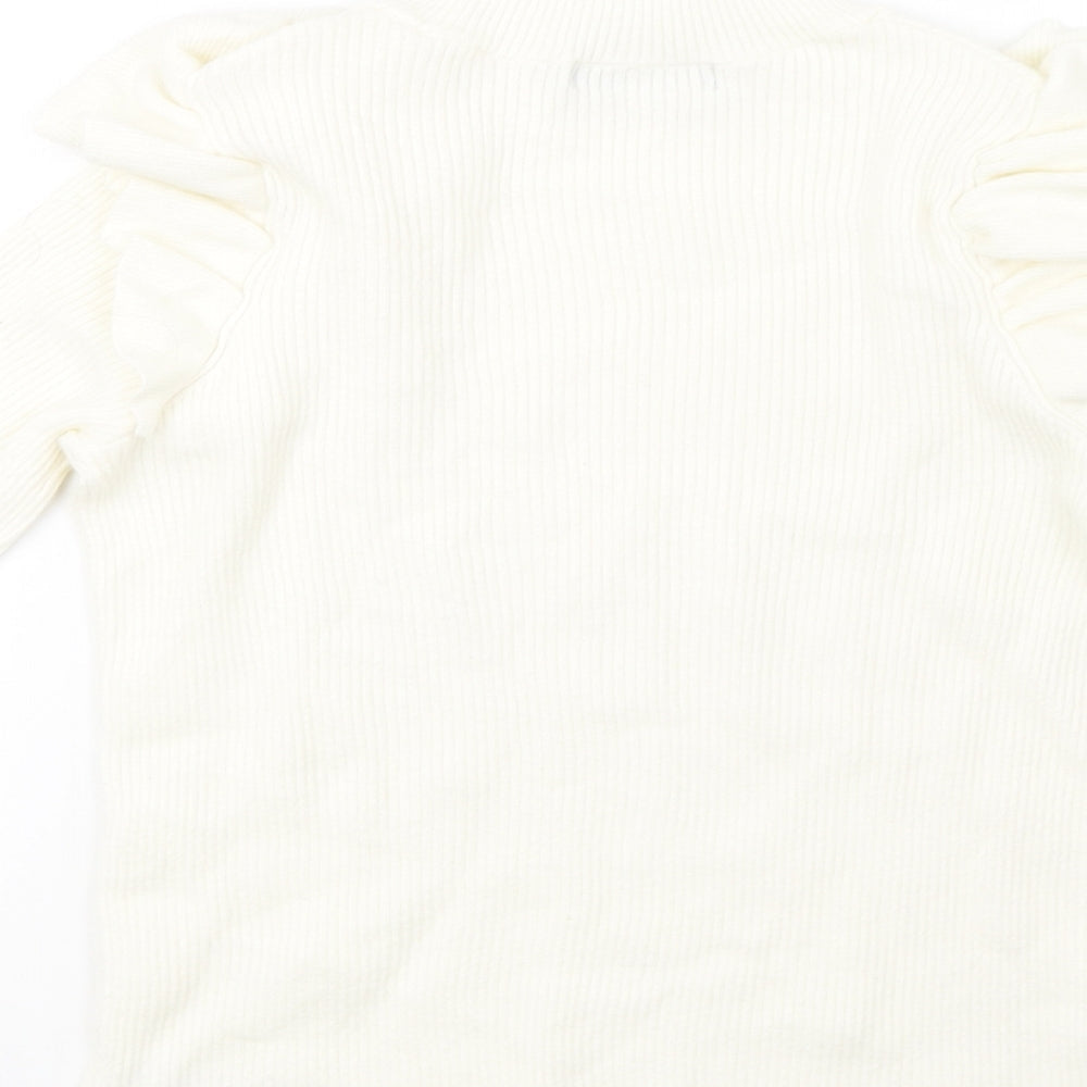 F&F Womens White Knit Pullover Sweatshirt Size 12