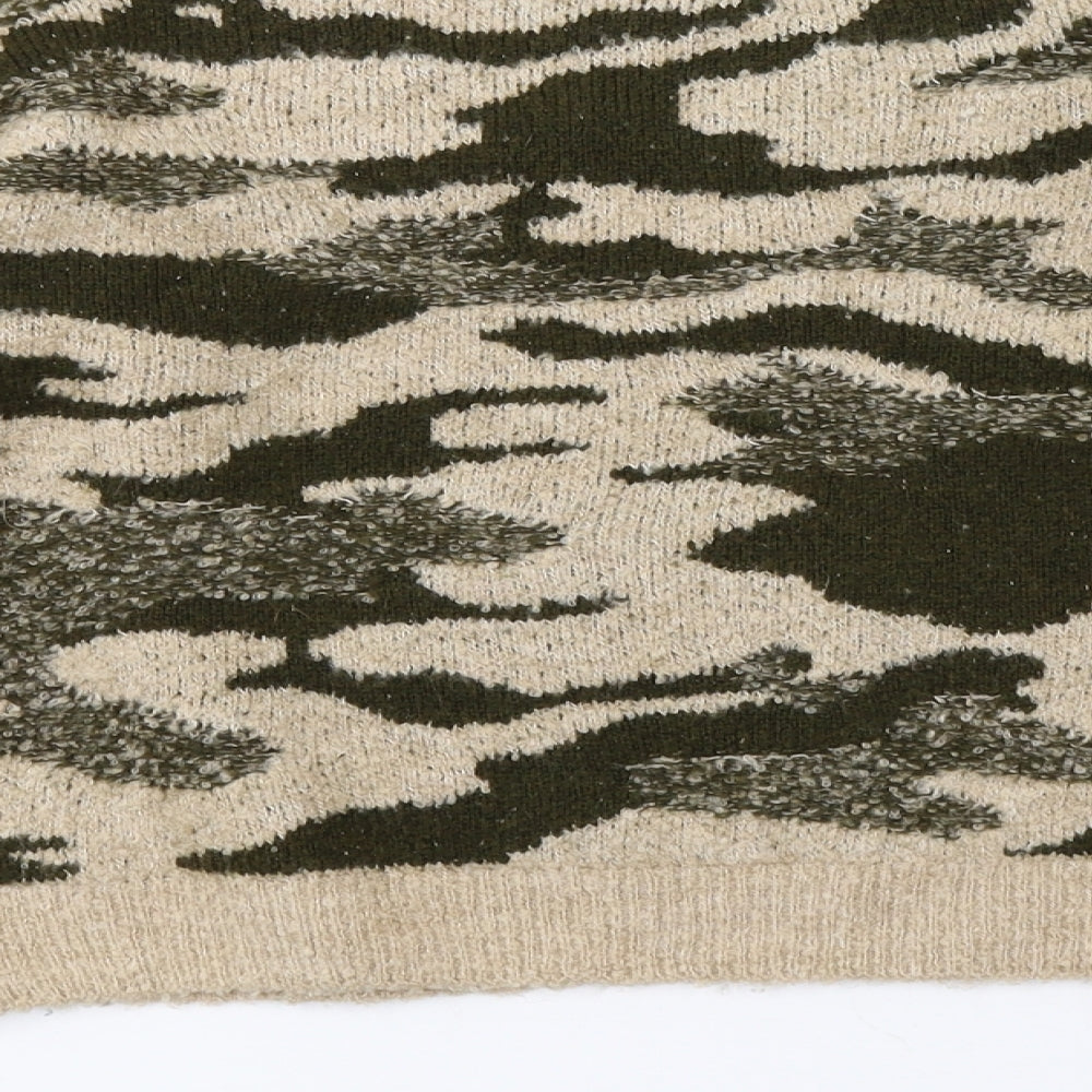 Primark Womens Brown Camouflage Knit Pullover Sweatshirt Size 12