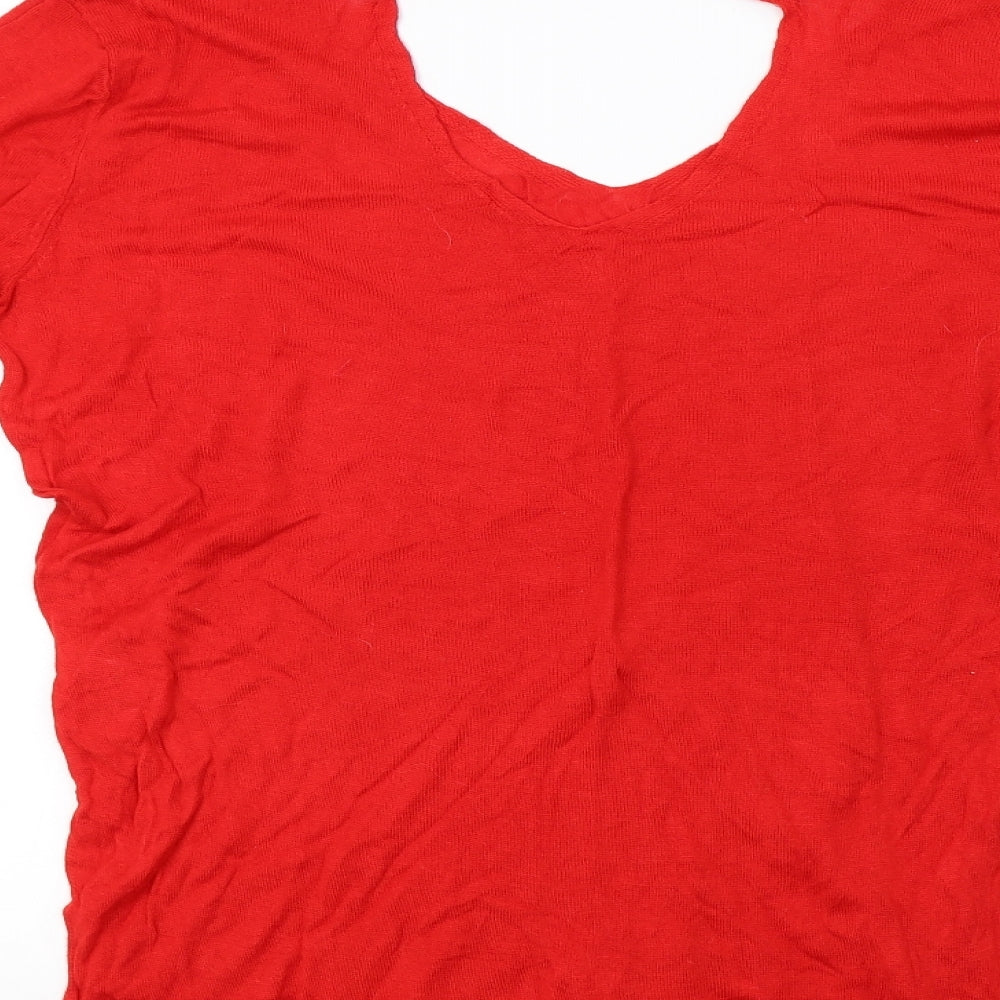Peacocks Womens Red Knit Pullover Sweatshirt Size 16