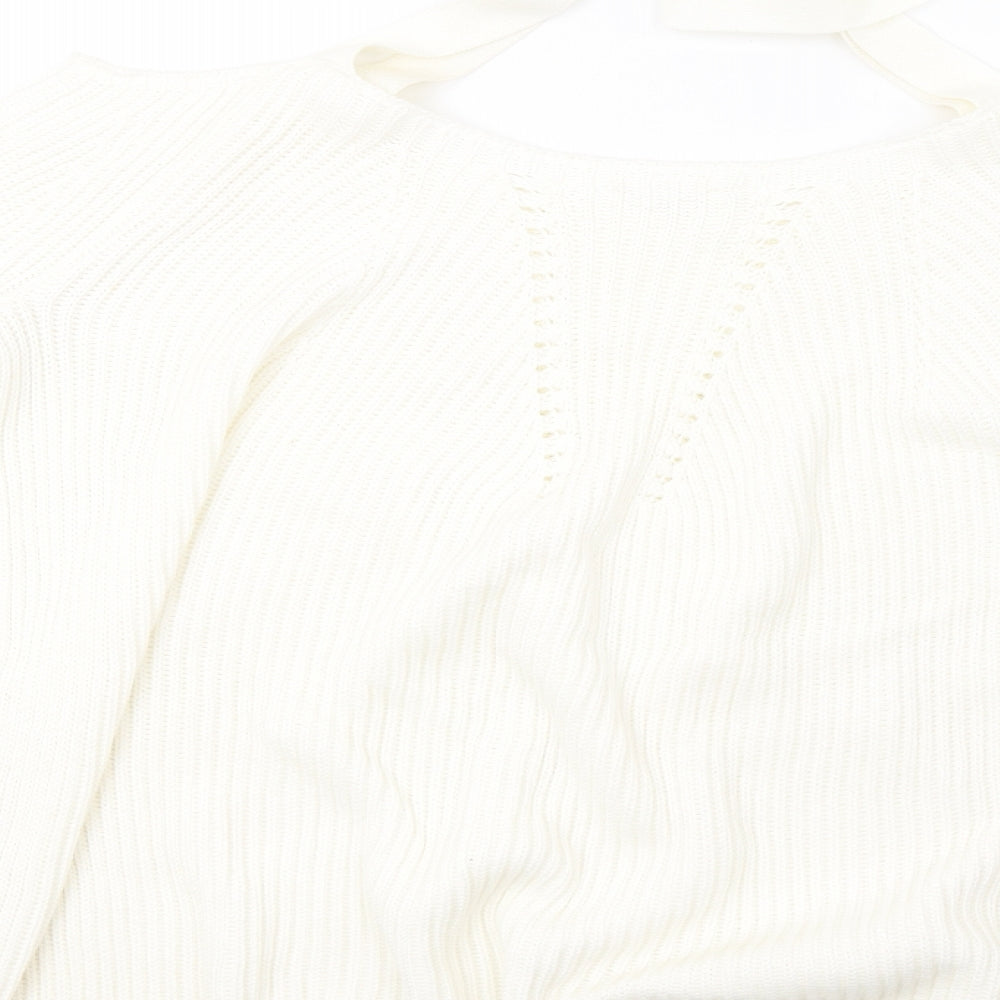 river island Womens White Knit Pullover Sweatshirt Size 10