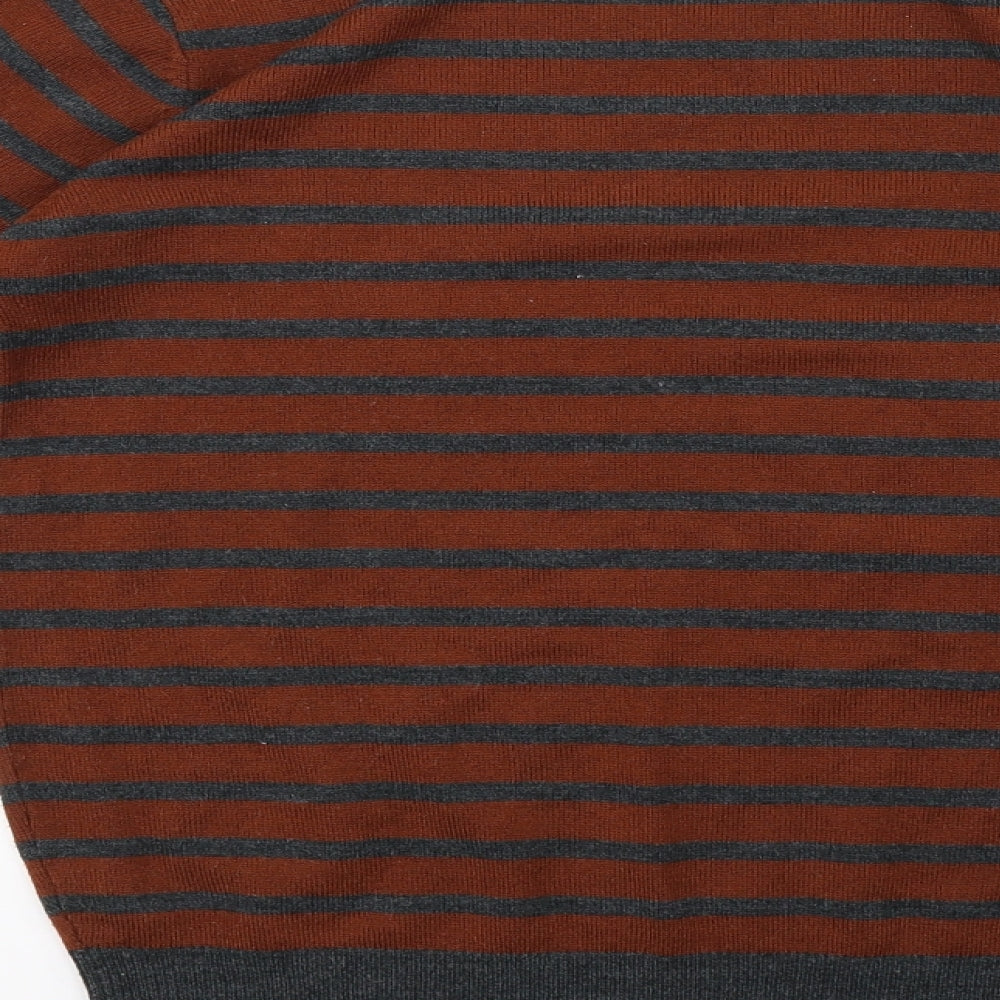 Cedarwood State Mens Brown Striped Knit Pullover Sweatshirt Size XS