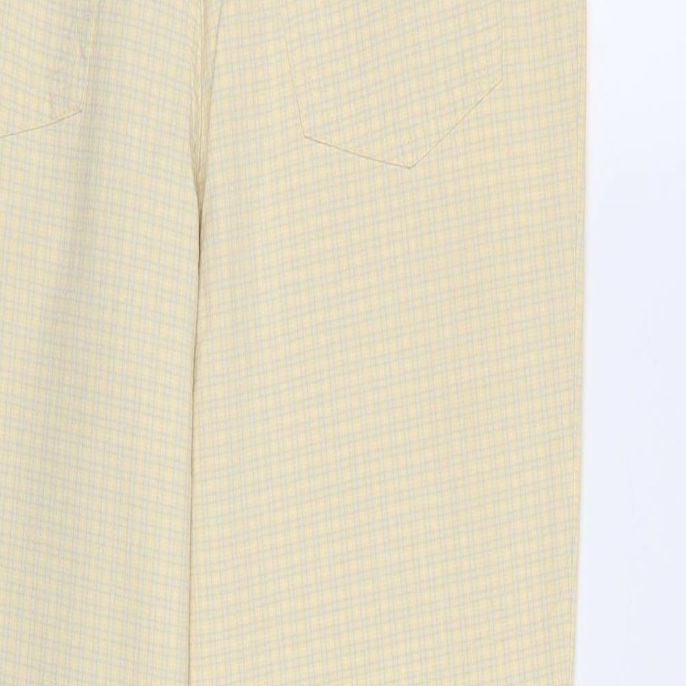 Classic Label Womens Yellow Check Denim Trousers Size 12 L28 in