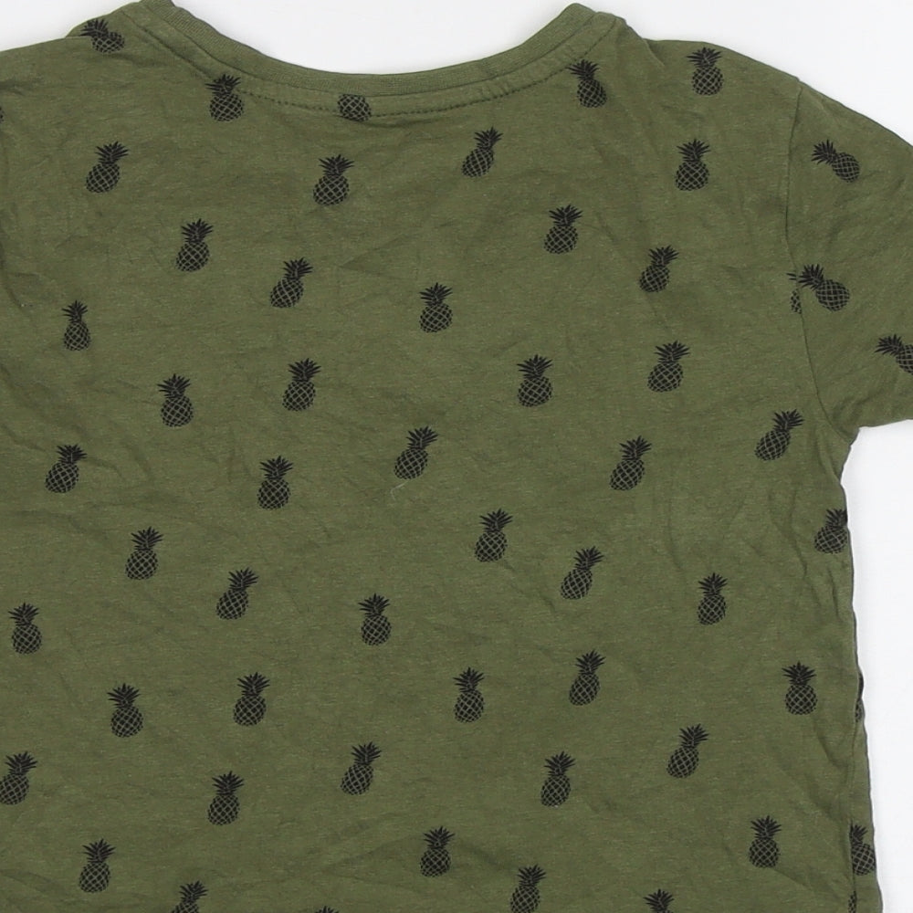 Primark Girls Green Basic T-Shirt Size 4-5 Years - Pineapple Print