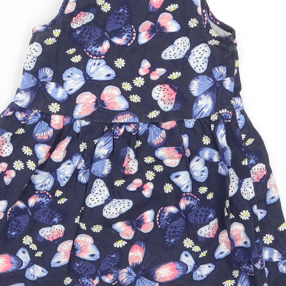 H&M Girls Blue Skater Dress Size 2 Years - Butterflies
